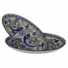 Le Souk Ceramique Aqua Fish Stoneware Oval Platter LSQ1798